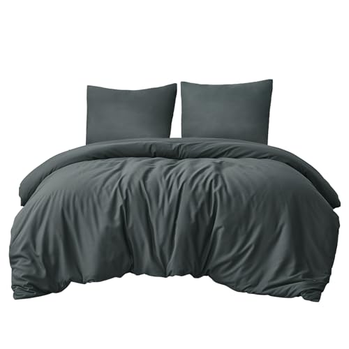 Aisbo Bettwäsche 200x220 3teilig Grau - Mikrofaser Bettwäsche-Sets...