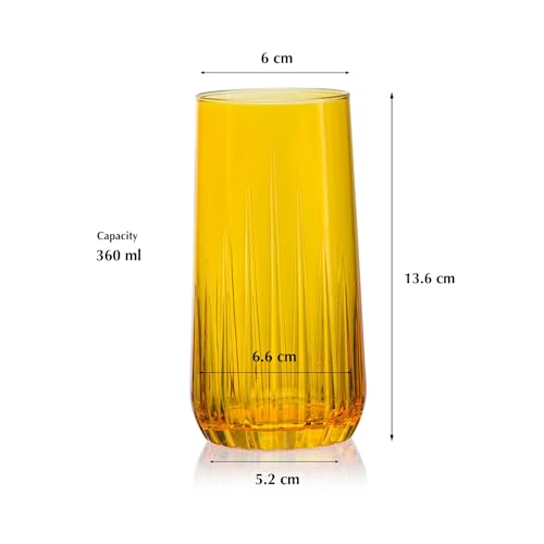 Image of Pasabahce Workshop Nova Color Water Juice Long Drink Glass - Set of 6 (360 ml) (Amber)