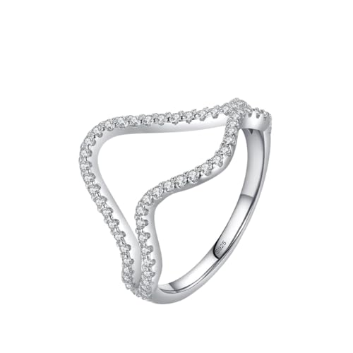 Anillo de circonía de ola de lujo real para mujeres y joyería de fiesta