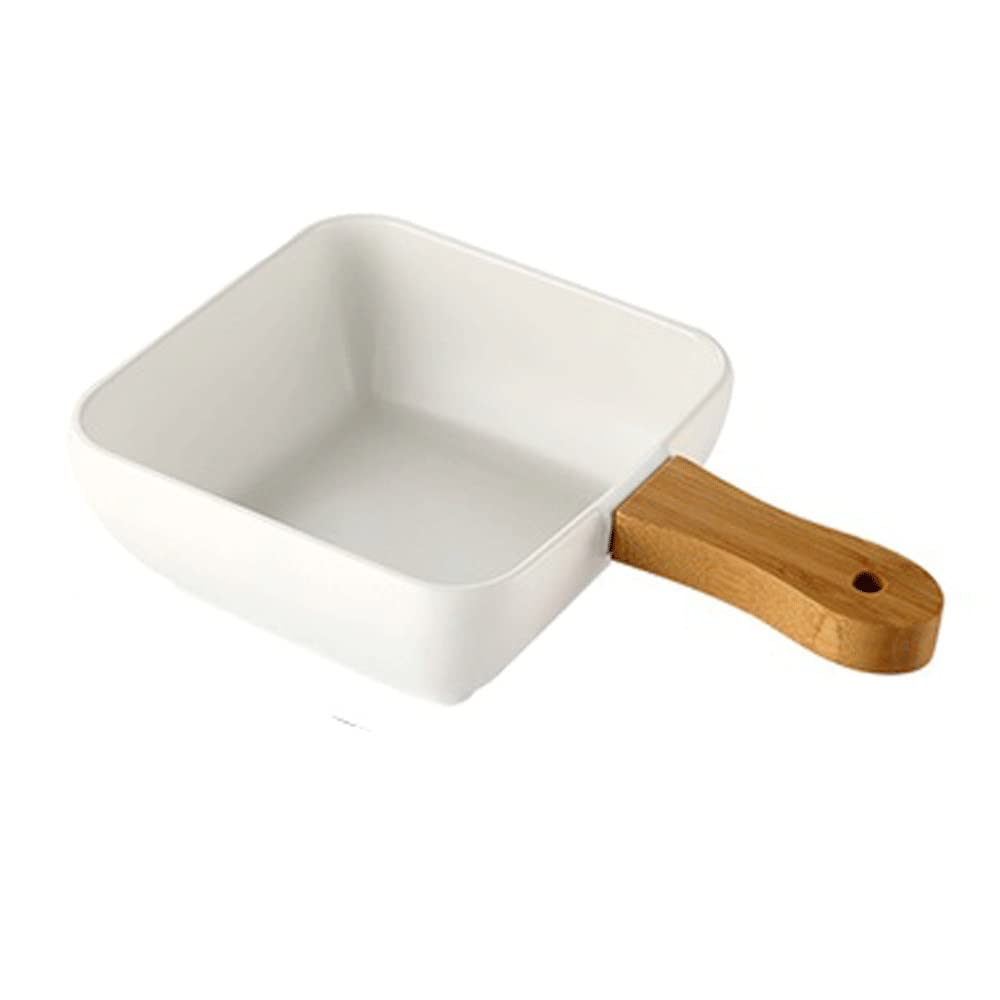 Ensaladeras Creativo mango de madera placa cerámica nórdica moderna cocina suministros de gran capacidad placa profunda fruta placa de ensalada Cuencos para Cocina (Color : D)