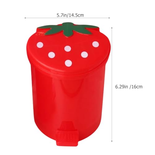 Caneca de basura rectangular de plástico roja para escritorio miniatura 2