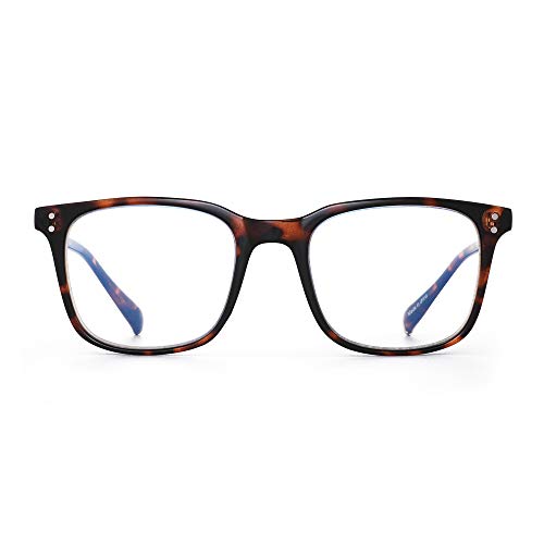 JM Retro Square Reading Glasses for Men Women Blue Light Blocking Computer Readers Anti Eyestrain Tortoise +3.0