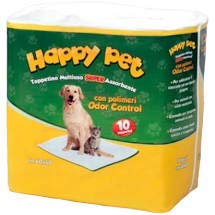 HAPPY PET Tappetini Igienici Assorbenti per Cani e Animali Domestici 60x60 – 9 conf di 10pz/cad Totale 90 TAPPETINI
