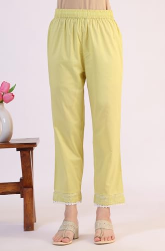 Image of W for Woman Embroidered Lace Cotton Blend Straight Kurta & Straight pant Set
