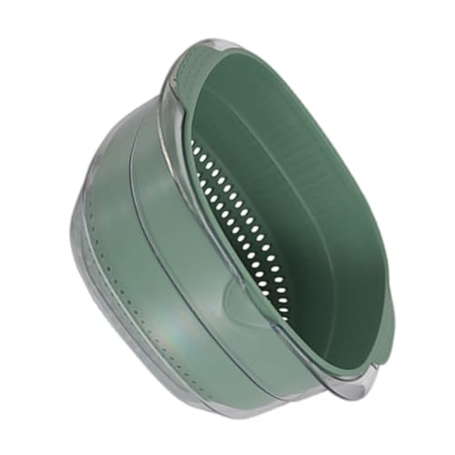 UTHCLO キッチン用プラスチック水切りバスケット 二層構造で洗浄と収納に 耐衝撃性で割れにくい 実用的な果物 野菜用ザル 墨緑 再利用可能