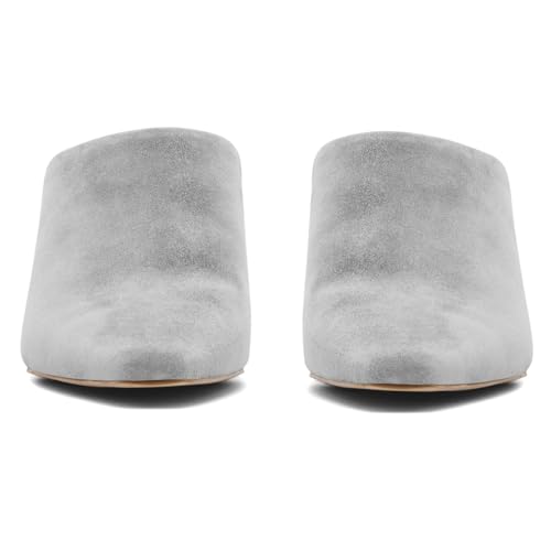 SHODENSE Women Chunky Heel Mules Closed Square Toe Mule Heels Suede Slip On Backless Pumps 2 inch Mid Block Heel Dress Mule Shoes Comfy Casual Office Ladies Heeled Slippers Basic Chic 4-11 M US4
