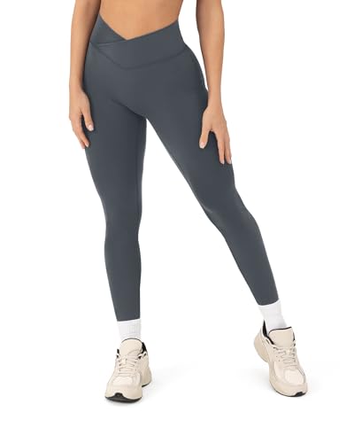 PAVOI ACTIVE Pilates Crossover Leggings for Women | Buttery Soft High Waisted V Cut Cross Waist Workout Yoga Pants | FlexFlow