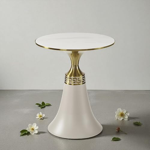 Image of The Attic Orion Black Marble Top End Table Sleek Design,Cream