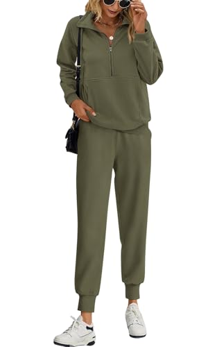 Amazon.com: PRETTYGARDEN Long Sleeve Half Zip Sweatsuits Women 2