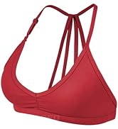 YEOREO Workout Sports Bras for Women Padded Strappy Open Back Gym Bra Light Impact Criss Cross Yo...