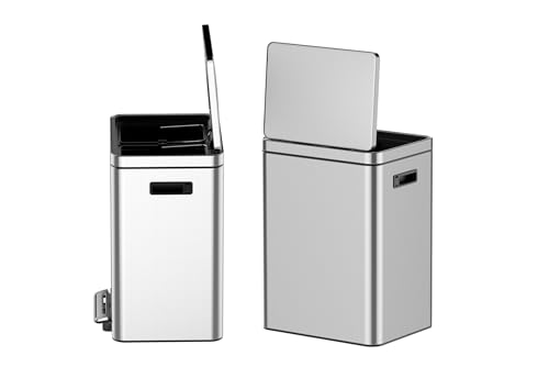 Caneca de basura rectangular acero inoxidable 36L doble miniatura 2