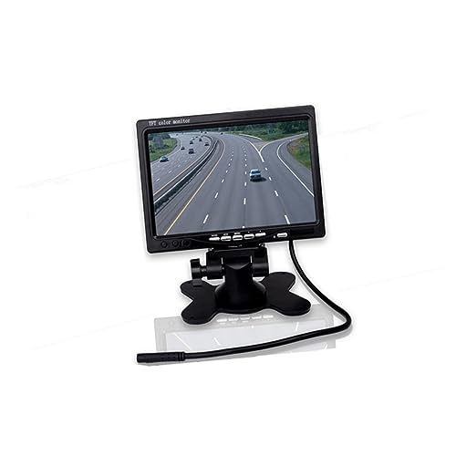 FOYTOKI Tft LCD Color Video Input Monitor for Car Headrest Dual Video Input Display with Ir Remote Control Stand Easy Installation for Car Dvr and Reversing Camera Use