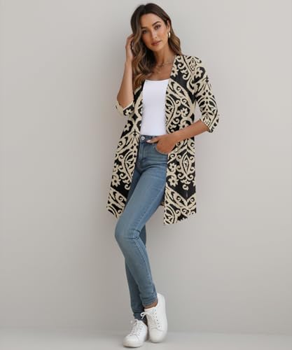 Image of YSYOKOW Lightweight Cardigans for Women 3 /4 Sleeve Long Open Front | Cardigan sweaters for women lightweight, summer cardigans for women lightweight, long cardigans for women trendy, dressy
