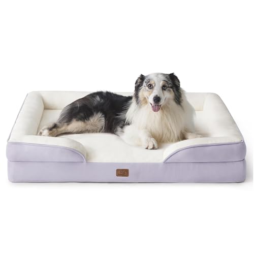 Image of Bedsure XL Orthopedic Dog Bed for Extra Large Dogs - Washable XLarge Dog Cat Bed Waterproof, Comfort Dogs Couch Sofa with Washable Removable Cover, Pet Bed with Nonskid Bottom, Lavender, 42 inch