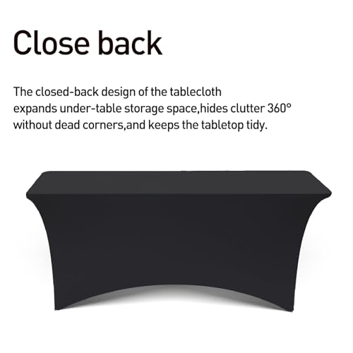 Customized Tablecloth with Logo 4/5/6/8/10FT for Business Tradeshow Events Company School Shop Welfare Organization Other Important Events Shipping Next Day (Stretch tablecloth, 4FT back closed)