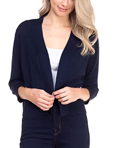 Image of Bolero Cropped Cardigans Shrugs for Women - 3 /4 Sleeve Open Front Cover up for Dresses