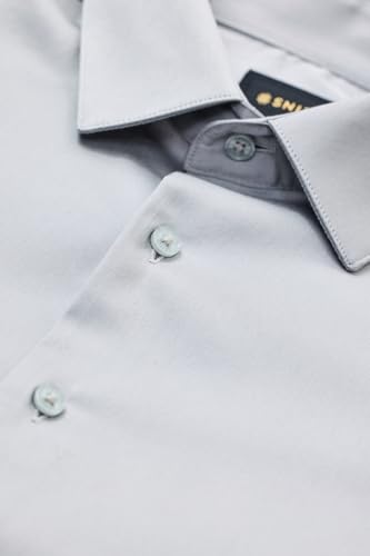 Image of SNITCH Men Formal Shirt | Slim Fit Full Sleeve Classic Collar Solid Pattern | Premium Cotton Blend & Breathable Fabric for Office