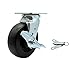 Polyolefin Swivel Top Plate Caster w/Maintenance Free Bearings & 6" x 2" Black Wheel & Top Lock Brake and Bolt on Swivel Lock - 700 lbs Capacity/Caster - Service Caster Brand