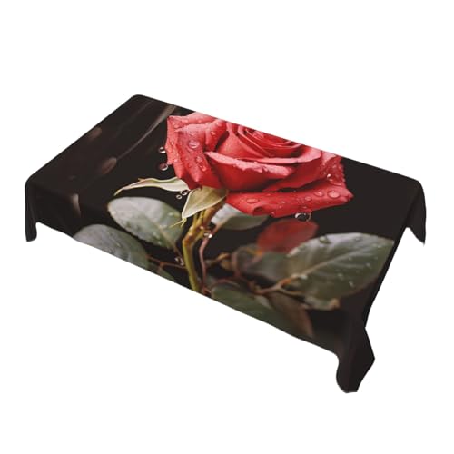Nappe imperméable rectangulaire en tissu robuste motif roses 140x89 cm - 3
