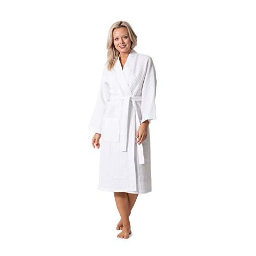Turkish Linen Waffle Knit Lightweight Kimono Spa & Bath Robes for Women – Quick Dry – Soft