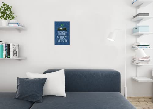 Image of Library Posters Open A Book Grow Your Mind Literature Poster Classroom Elementary Literature School Cool Wall Art Print Poster 12x18