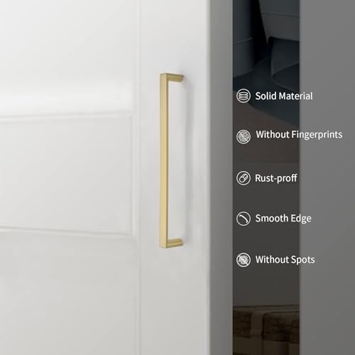 Image of 10 Pack 7.5 Inch(192mm) Kitchen Cabinet Handles Gold Cabinet Pulls Kitchen Cabinet Hardware Drawer Pulls for Cupboard Wardrobe