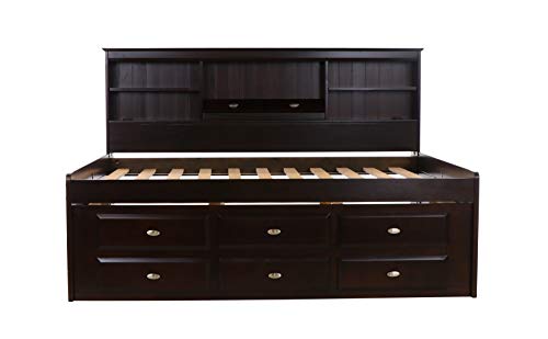 Discovery World Furniture Bookcase Daybed with 6 Drawers, Full, Espresso