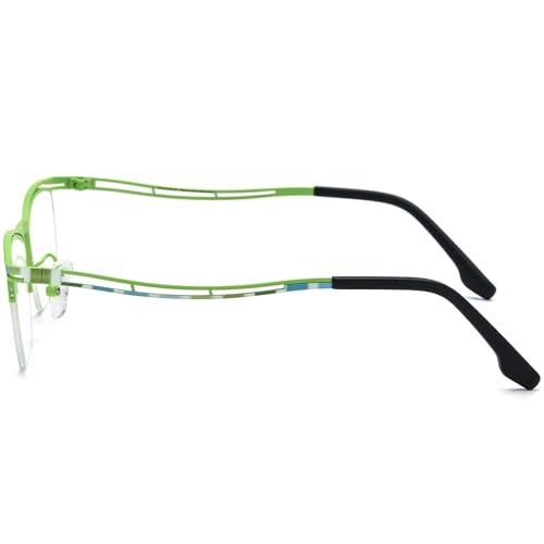 Image of FONEX Colorful Pure Titanium Glasses Frame Men Semi Rimless Square Eyeglasses Eyewear