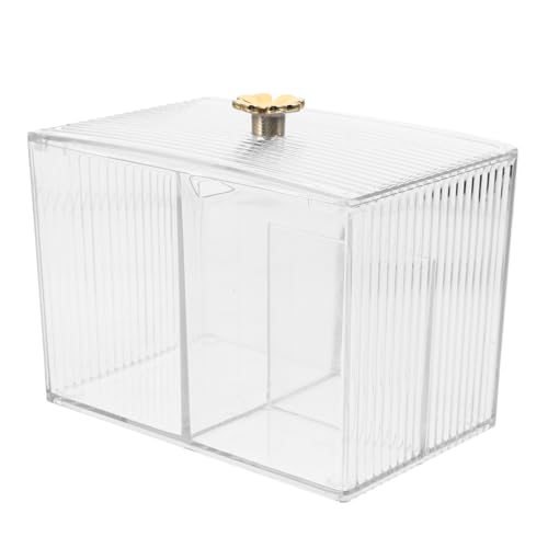 DOITOOL Organizador Maquillaje Transparente con Tapa Caja Almacenamiento Tres Compartimentos para Bastoncillos Bolas y Discos de Algodón Contenedor Cosméticos para Tocador y Baño