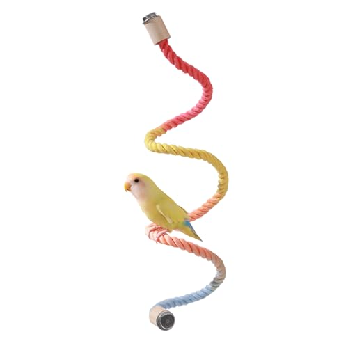 Image of Multi-Color Rope Bird Perch Toys for Parrot Cage Stand, Climbing Swing Accessories for Cockatiel, Parakeets, Budgies, Lovebirds, Conures, Finches - 39.4 inch