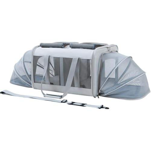 Momgla犬 猫 キャリーバッグ 折りたたみ 拡張 犬 猫 バッグ 車用 ペットキャリーケース 特大 軽量 猫 犬キャリー 通気性が良い 移動便利 猫 2匹用 小型犬 小動物 多頭 旅行 アウトドア ポータブルケージ ペット用キャリー 荷重17.5 KG