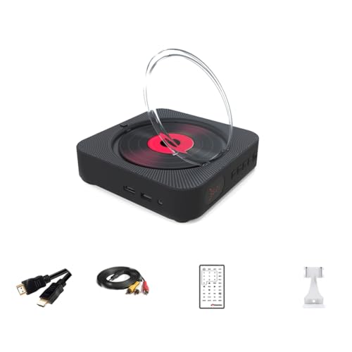 Wrtysully Reproductor de Música y Audio Multifuncional VCD CD DVD Altavoz Bluetooth Radio FM Conector Auxiliar Montado en la Pared con Control Remoto (UE) D