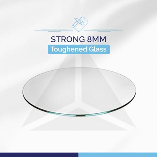 Image of Round Glass Table Top | 8mm Clear Toughened Glass | Size 18 x 18 Inches | Dining Table Top, Coffee Table, Side Table Top Multi Use at Home & Office | Made in India (TR18)