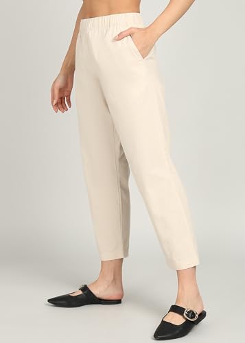 Image of Alan Jones Clothing Womens Mid Rise Cotton Relaxed Ankle Pants | 100% Cotton