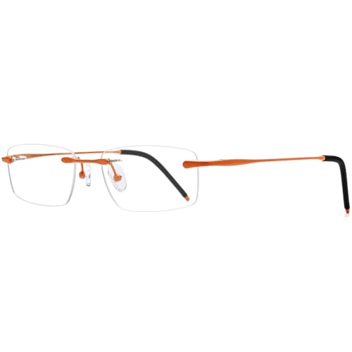 Image of Titanium Glasses Frame,Rimless Optical Eyewear Eyeglasses for Men and Women