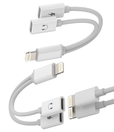 Adaptador Lightning a Jack 3 5mm (2 Pack) para Apple iPhone Carga Rápida Audio Distribuidor Auriculares Micro Certified MFi para iPhone 14 Plus 13 Mini 12 11 Pro Max X 7 8 para iPad Air IP-BF