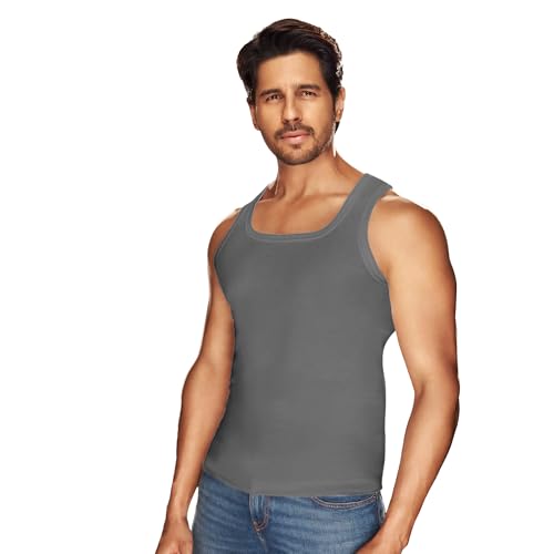 Image of sporto Macho Men's Vest | 100% Combed Cotton | U Neck Sleeveless Innerwear | Soft Hand Feel Comfort Fit | Good Absorbency | Everyday Wear | Color May Vary (Pack of 3)