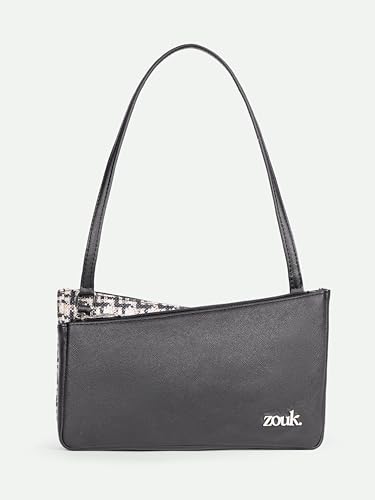 Image of ZOUK Kiya Small Shoulder Bag for Women - Dual-Sided Shoulder Bag with Criss-Cross Design| Handcrafted Purse with Dual Zipper Compartments & Water-Resistant Lining |