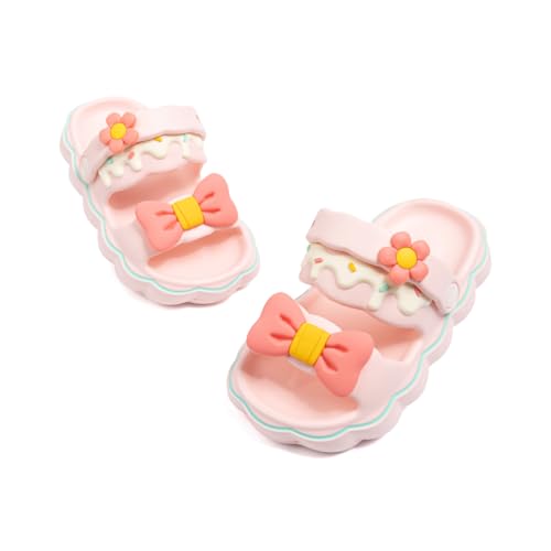 Casazoe Kids Girls EVA Sandals Princess Cute Bowknot Charms Garden Water Outdoor Beach Flats Slip-on Breathable Lightweight Indoor Shower Shoes