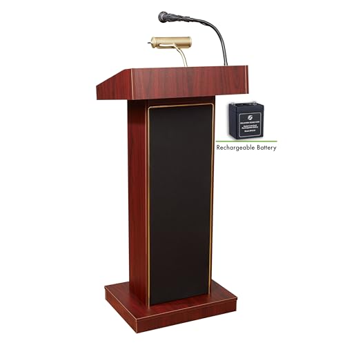 Oklahoma Sound M800X-MY The Orator Mobile Lectern with Rechargeable Battery, Mahogany, 40 Watts...