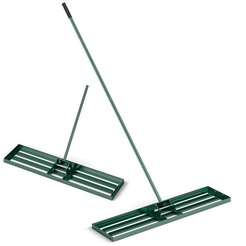Heavy Duty Lawn Leveling Rake - 77” Ergonomic Long Handle Metal Landscape Tool for Garden and Grass Golf Course