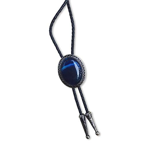 Kecol Adult Western Native American Indian Vintage Agate Bolo Tie Necktie Blue #TOP1
