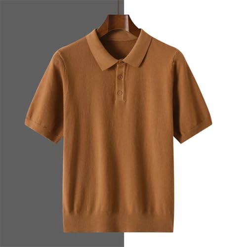 Men’S Wool Blend Short Sleeve Turn-Down Collar Knit Pullover Thin Fit Casual Sweater4