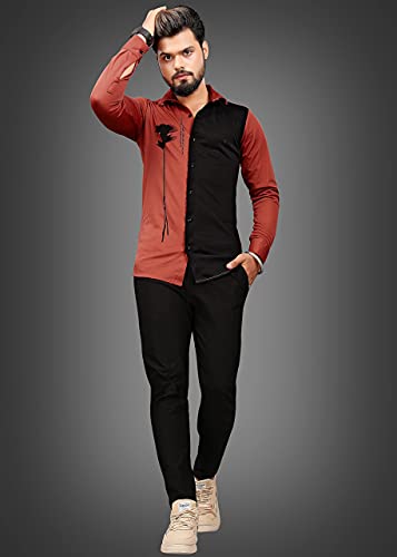 Image of DHARMEE Men's Lycra Slim Fit Printed Design Stylish Full Sleeves Shirt - Casual