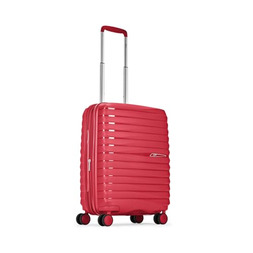 Image of Skybags Cabin Polypropylene Float Max Trolley Bag - Small, 55cms | Premium Hard-Sided Luggage for Travel with Smooth 8 Wheels Double Spinner & Flushed TSA Lock - Red
