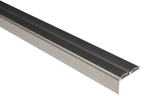 Effector Aluminium Stufenprofil mit Antirutsch - 90 cm, 36x20 mm, INOX Edelstahlfarben