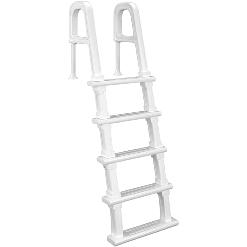 UPHYB Pool Ladder, 5-Step Pool Stairs with Double Handrails and Non-Slip Steps for 47“-54” Above Ground and In-Ground Pools, White