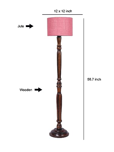 Image of Devansh Pink Jute Wooden Floor Lamp -10