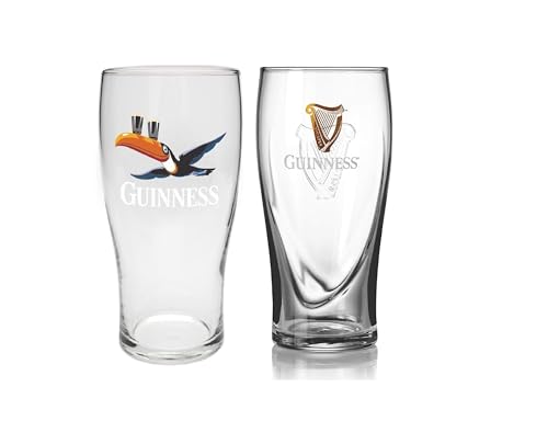 Guinness Official Merchandise Gravity and Toucan 2 Pack Pint Glasses 20 ounces