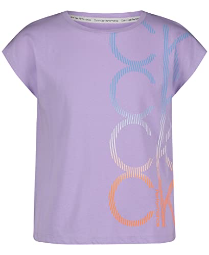Image of Calvin Klein Girls Short Sleeve Performance T-Shirt, Crew-Neck Neckline & Logo Detailing